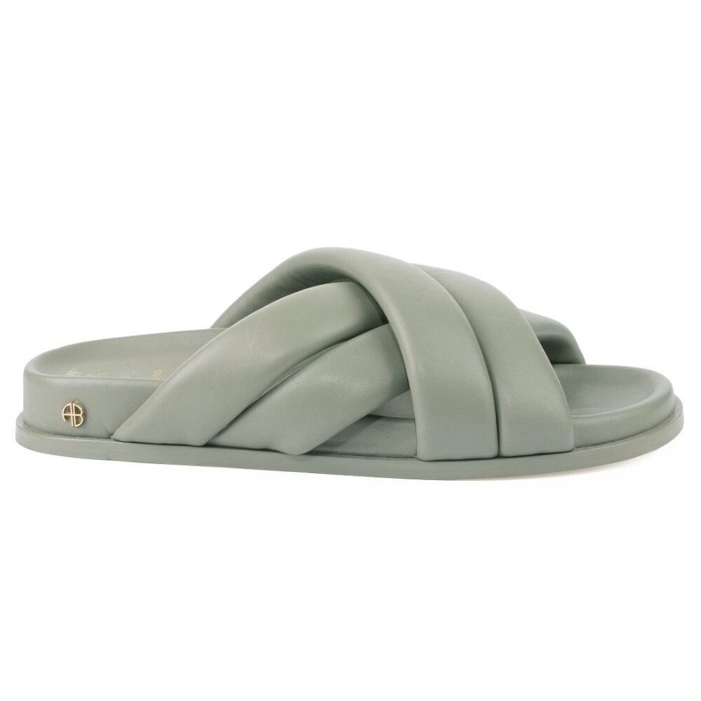 ANINE BING Lizzie Leather Slide Sandals in Sage Green — Size 38 (US 7.5) - Picture 6 of 13